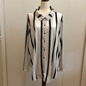 LulaRoe Womens RollTab Sleeve Striped Shirt Sz:3XL